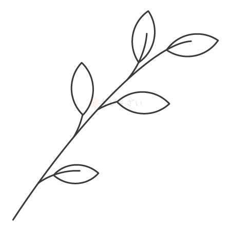 シンプルな枝葉の線画 ちびそざい